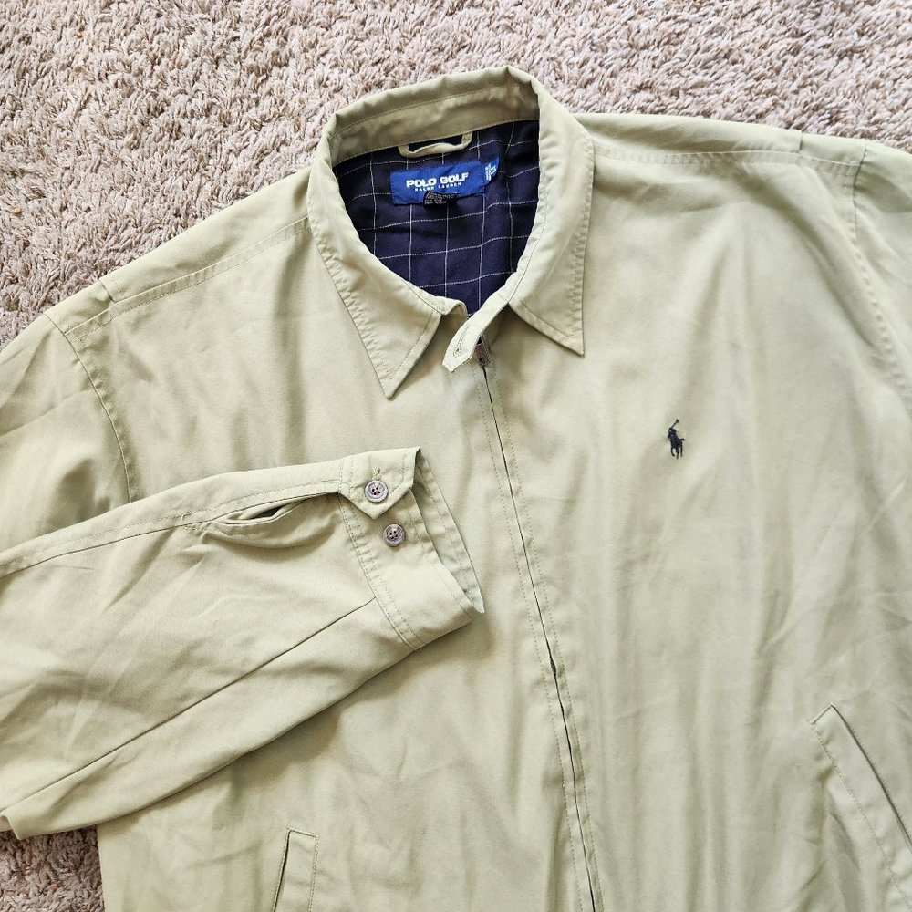 Polo Golf Vintage Blouson Zip Jacket Quilt Lining Men's XL Light Olive